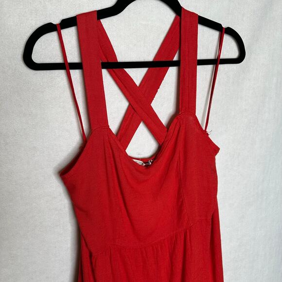 NWT Valentina Naldi Italian Red Linen Blend Crossback Sundress – Size L - Picture 2 of 11